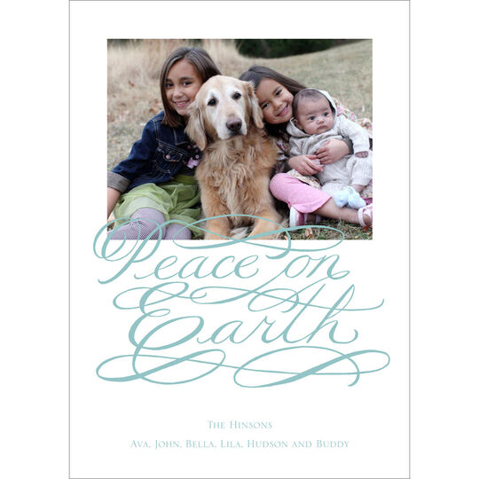 Peace on Earth Script Flat Photo Cards